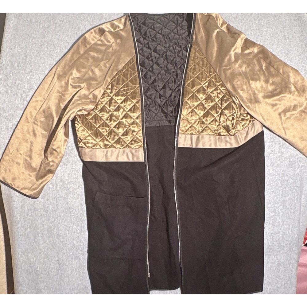 Lauren Ralph Lauren unisex Black/Gold Quilted Zip Mid-Length Jacket , Size XL